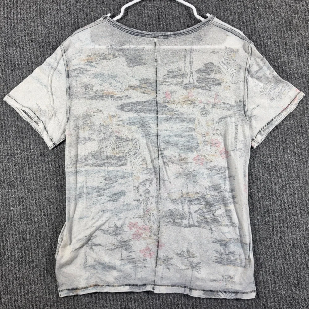 Free People Top Womens Extra Small Graphic TeeTropical Palm Tree‎ Burnout Boho